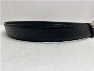 Gucci Interlocking GG Buckle Signature Leather Belt palladium buckle/black leath